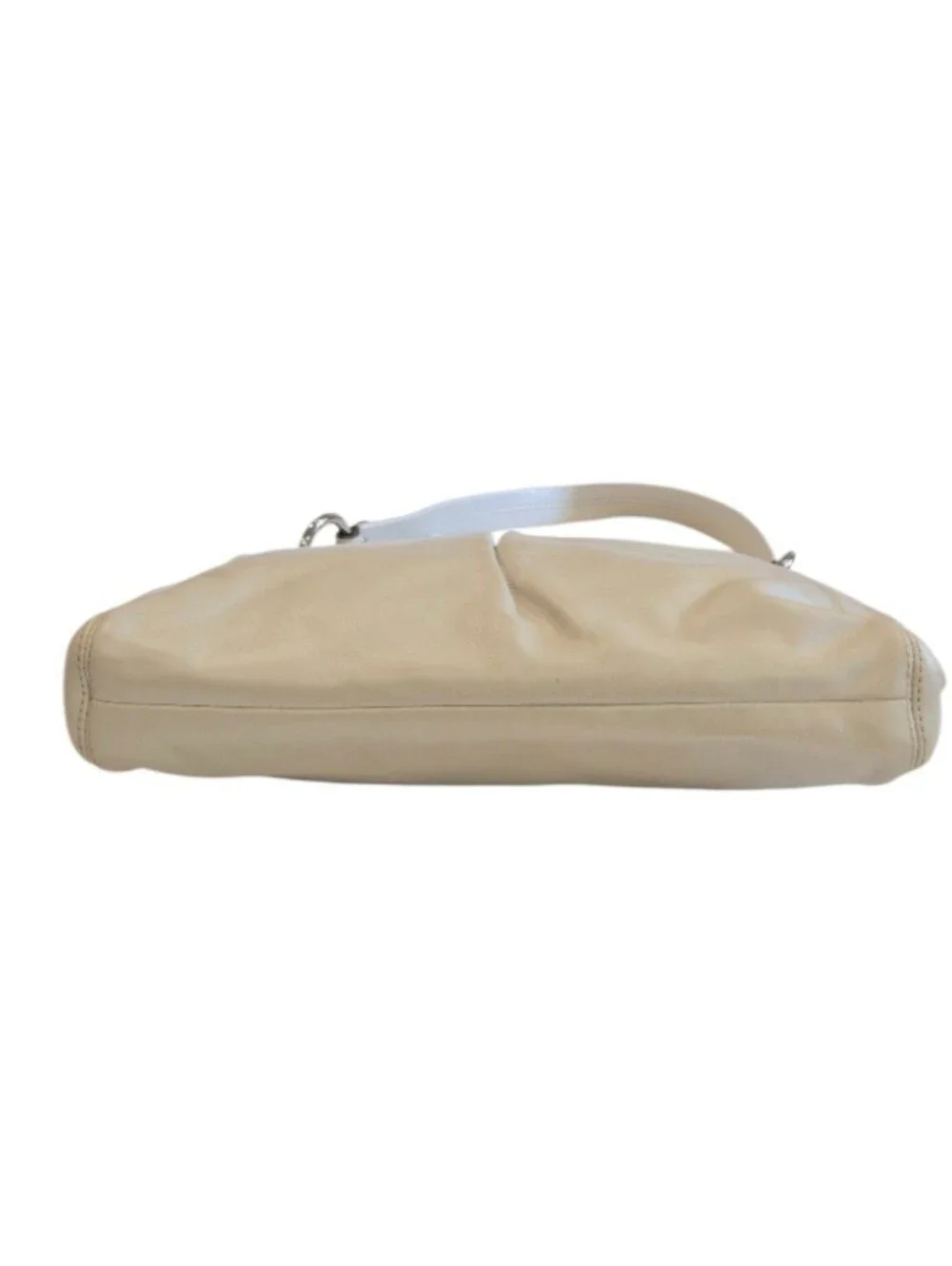 Coach Cream Leather Shoulder Bag with Silver Hardware